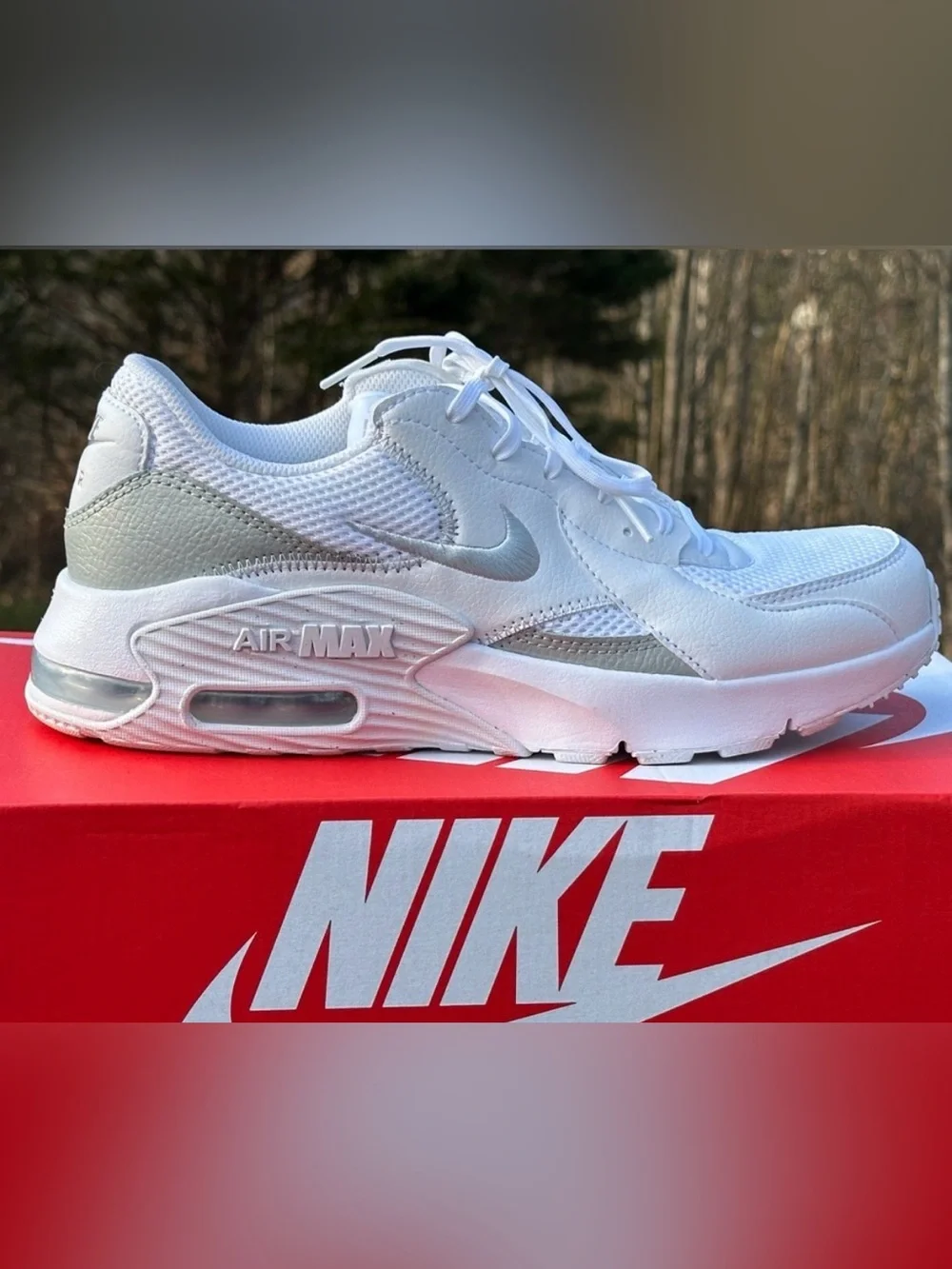Nike Air Max Excee Low Womens 11 Mens 9.5 All White Lifestyle Casual Sneaker NEW